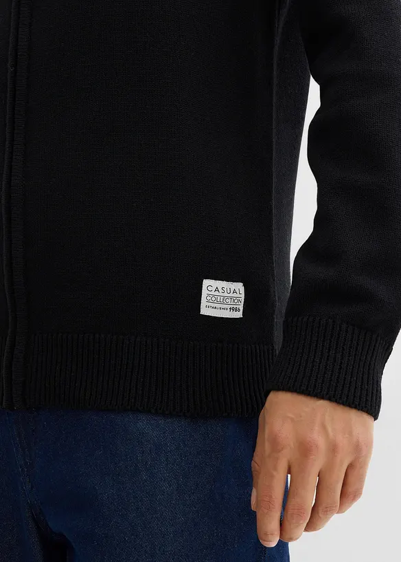 Cardigan med ståkrage og resirkulert bomull, bonprix