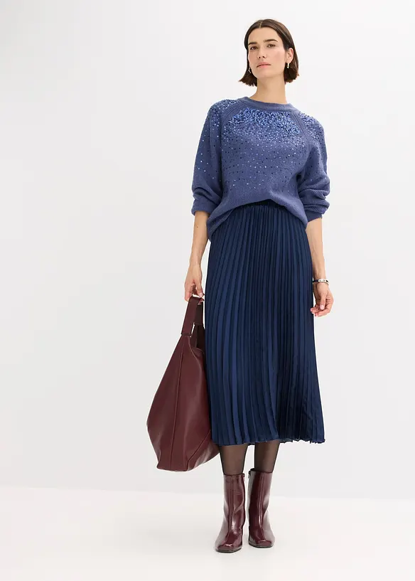 Plissert skjørt i tynn sateng, bonprix