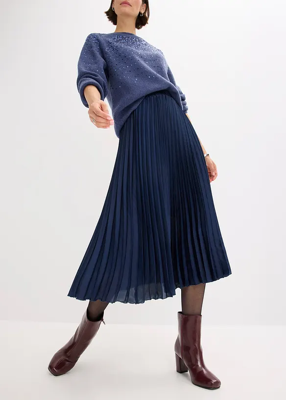 Plissert skjørt i tynn sateng, bonprix