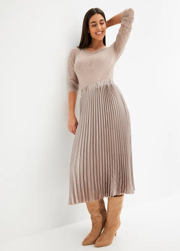 Plissert skjørt i tynn sateng, bonprix