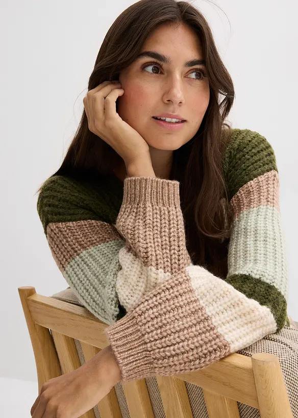 Grovstrikket cardigan med fargegradering, bonprix