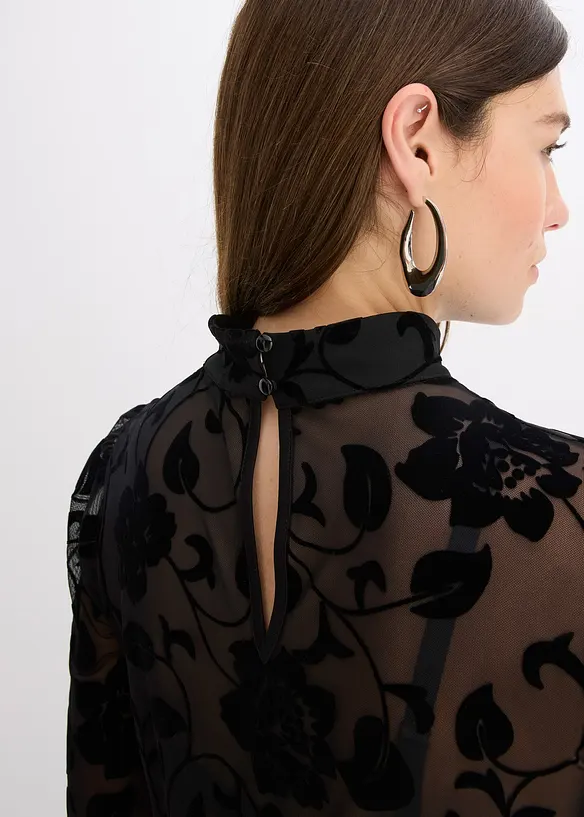 Langermet topp i lett transparent materiale, bonprix