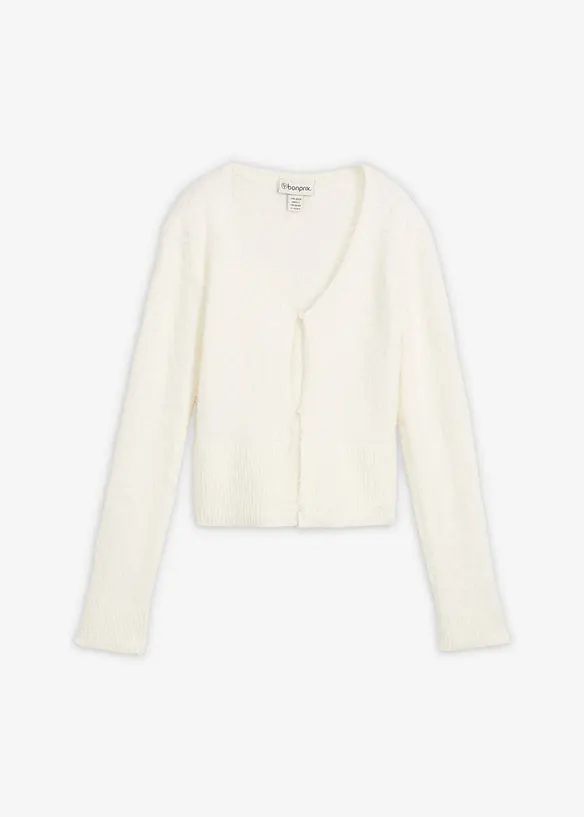 Finstrikket jakke av fjærgarn, bonprix