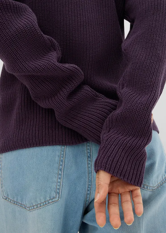 Finstrikket genser i 100% &oslash;kologisk bomull, bonprix