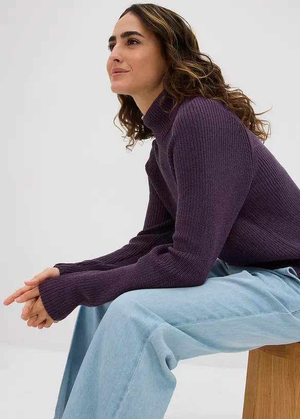 Finstrikket genser i 100% &oslash;kologisk bomull, bonprix