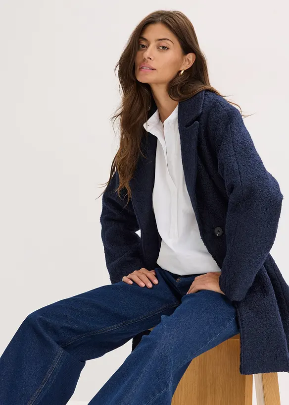 Kort, oversized kåpe i bouclé, bonprix