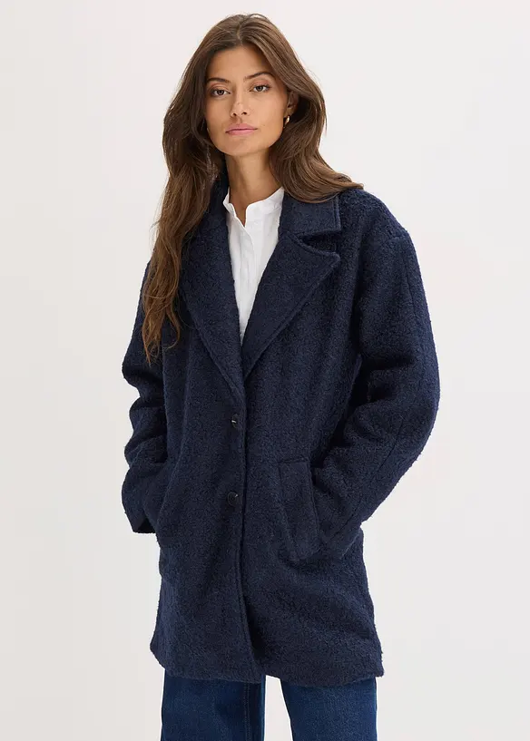 Kort, oversized kåpe i bouclé, bonprix