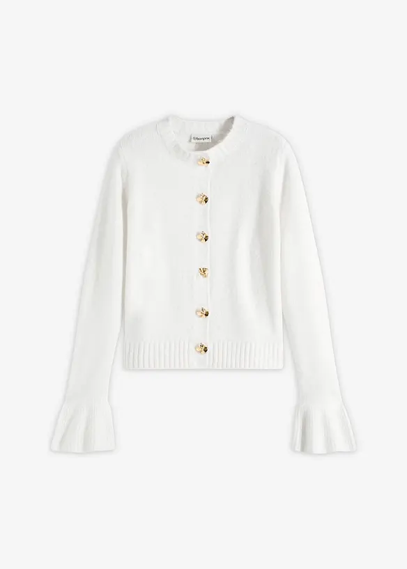 Strikkejakke med dekorative knapper, bonprix