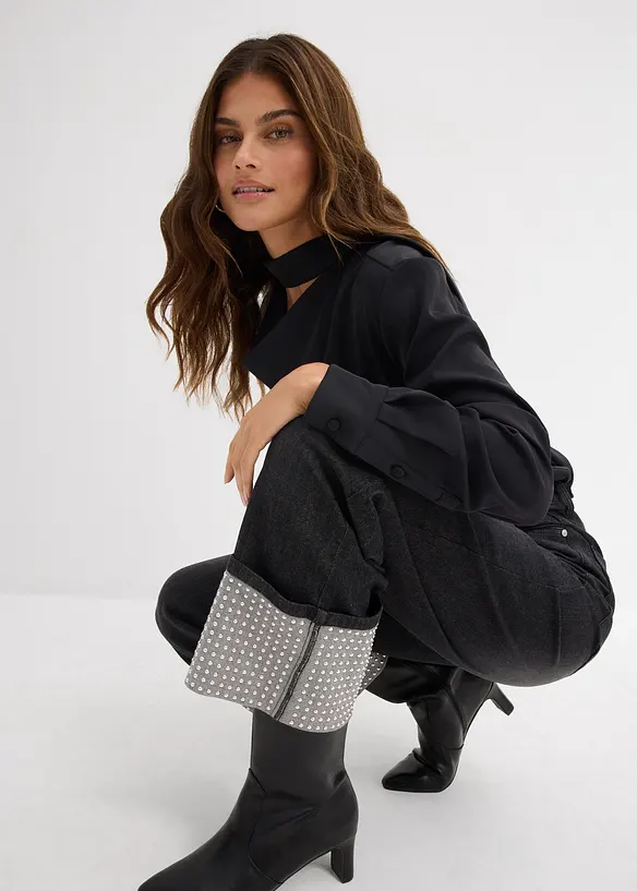 Straight-jeans High Waist med turn up, bonprix