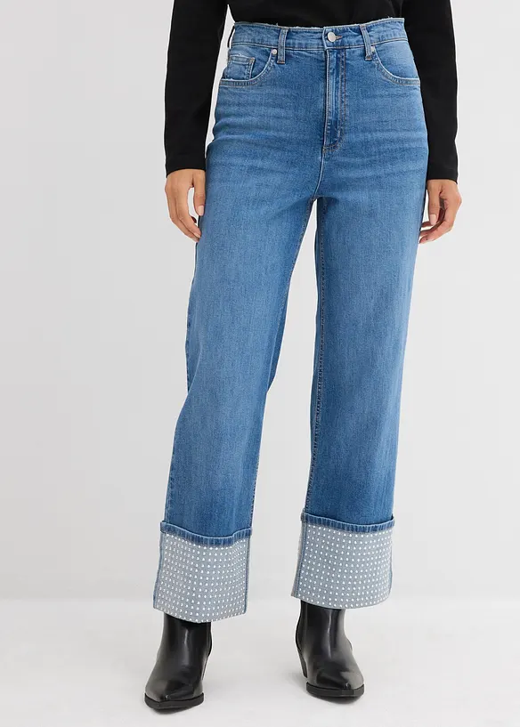 Straight-jeans High Waist med turn up, bonprix