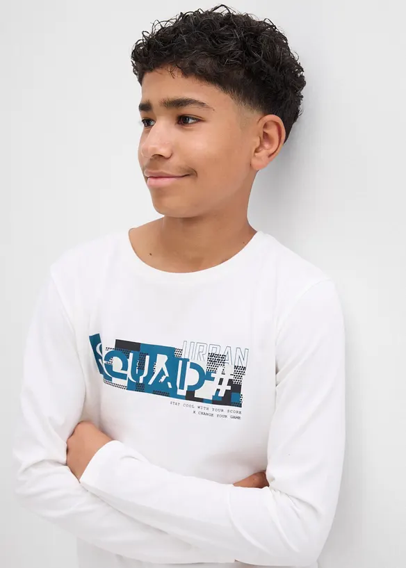 Langermet topp i 100% økologisk bomull (2-pack), bonprix