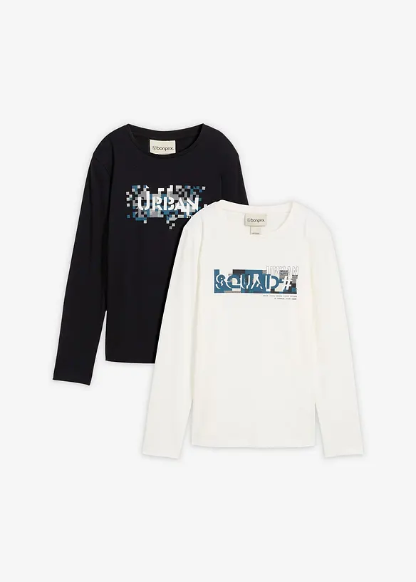 Langermet topp i 100% økologisk bomull (2-pack), bonprix