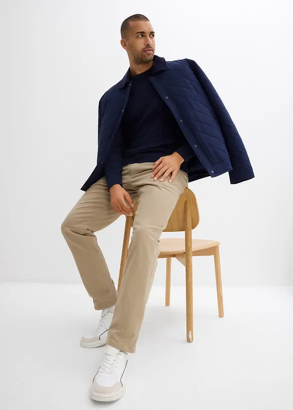 Regular Fit-bukse i varmende materiale med mykt flanellfôr og stretch, Straight, bonprix