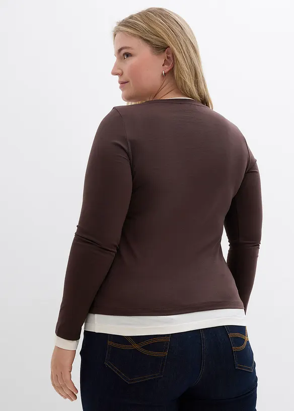 Langermet topp i bomullsmiks, bonprix