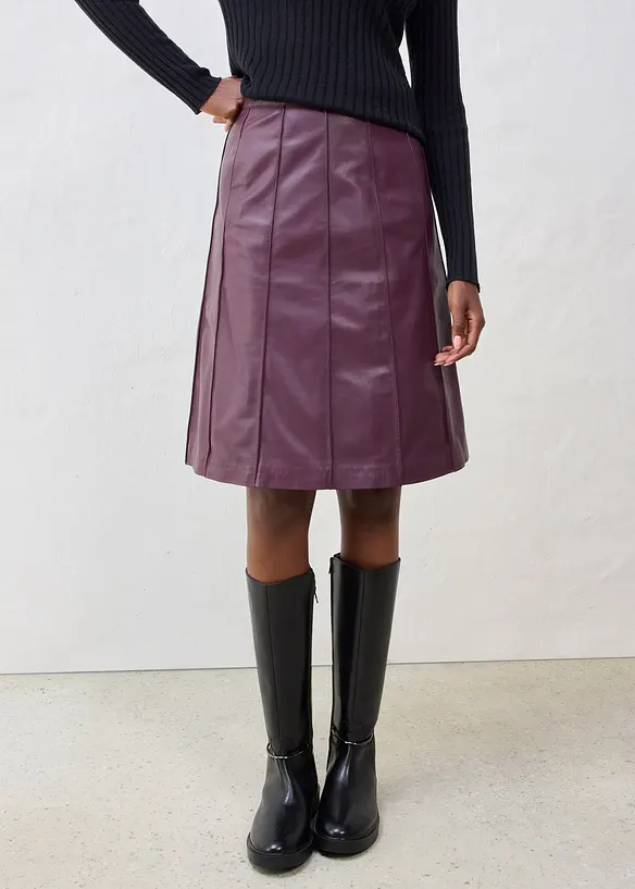 Utskrådd skinnskjørt i lammenappa, bonprix