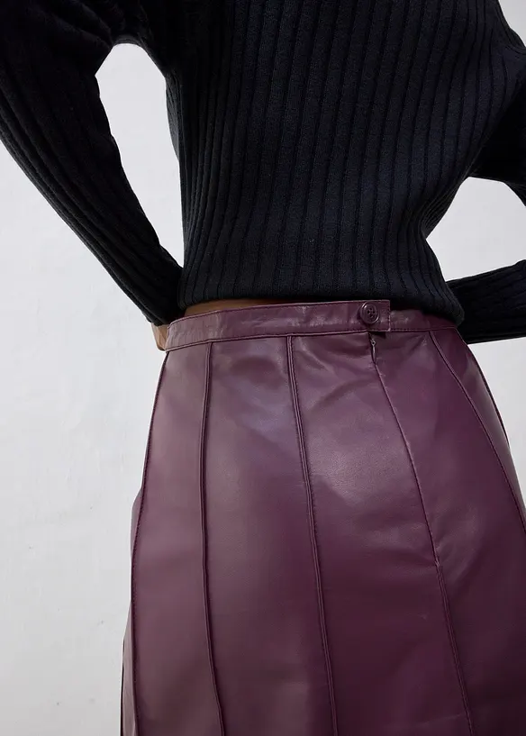 Utskrådd skinnskjørt i lammenappa, bonprix