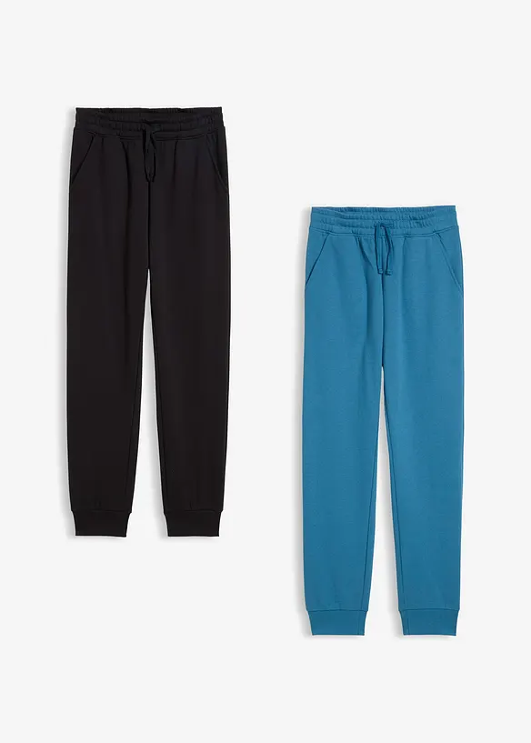 Joggebukse i myk bomullsmiks (2-pack), bonprix