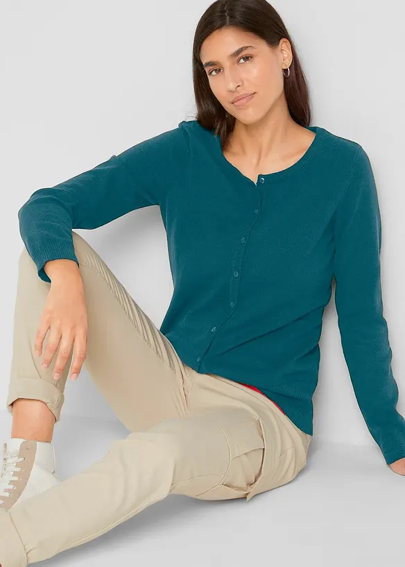 Jakke i finstrikk med resirkulert bomull, bonprix