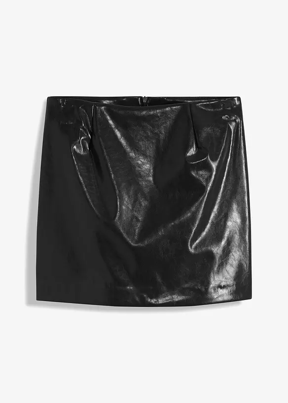 Kort skjørt i imitert skinn, bonprix