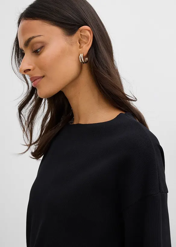 Langermet topp i ribbemateriale, bonprix