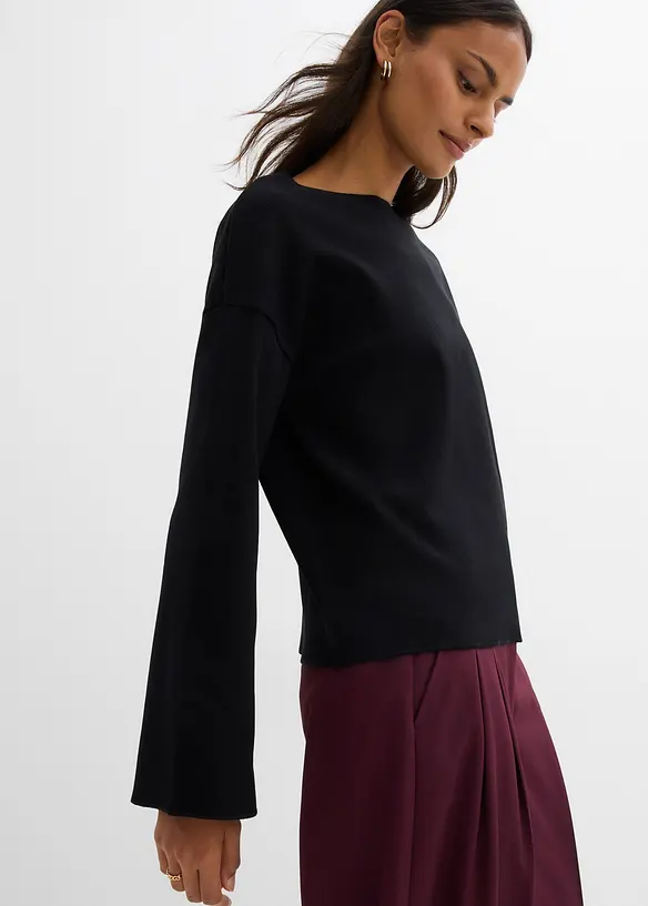 Langermet topp i ribbemateriale, bonprix