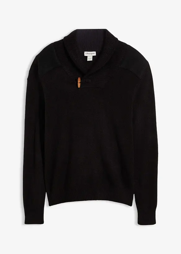 Finstrikket genser med sjalkrage, bonprix