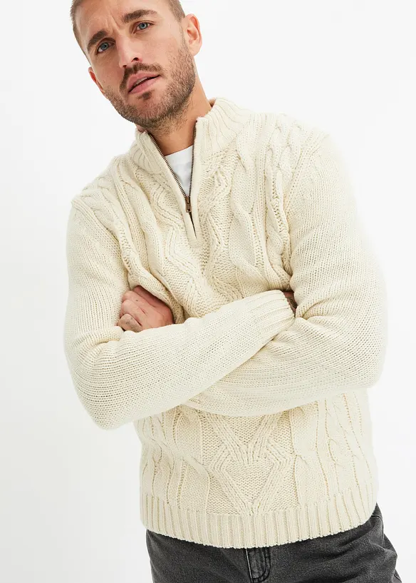 Kabelstrikket troyer-genser, bonprix