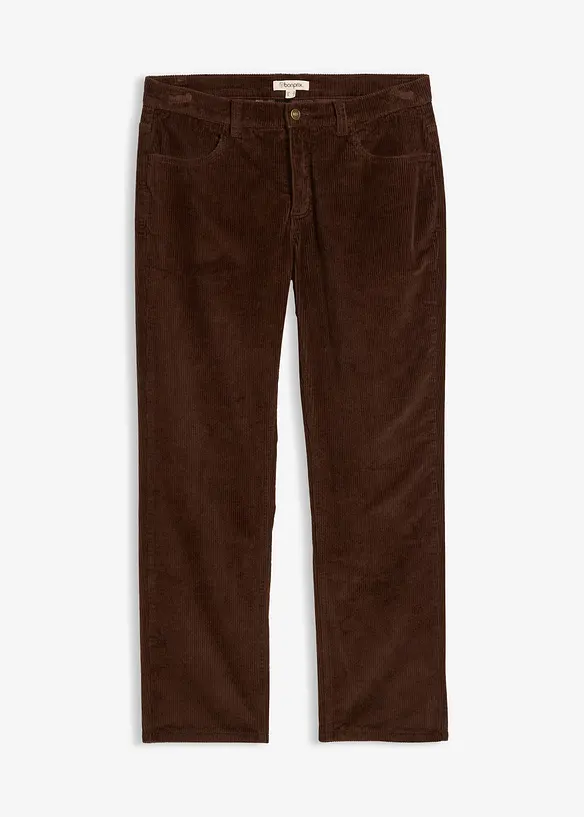 Relaxed fit-kordfl&oslash;yelsbukse med flanellf&ocirc;r, Straight, bonprix