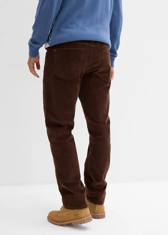 Relaxed fit-kordfl&oslash;yelsbukse med flanellf&ocirc;r, Straight, bonprix