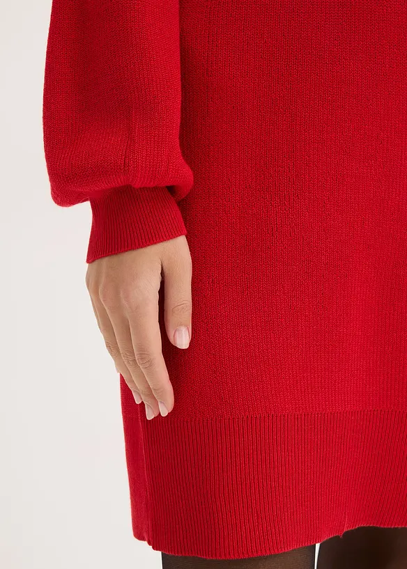 Strikkekjole i myk viskosemiks med sløyfe, bonprix