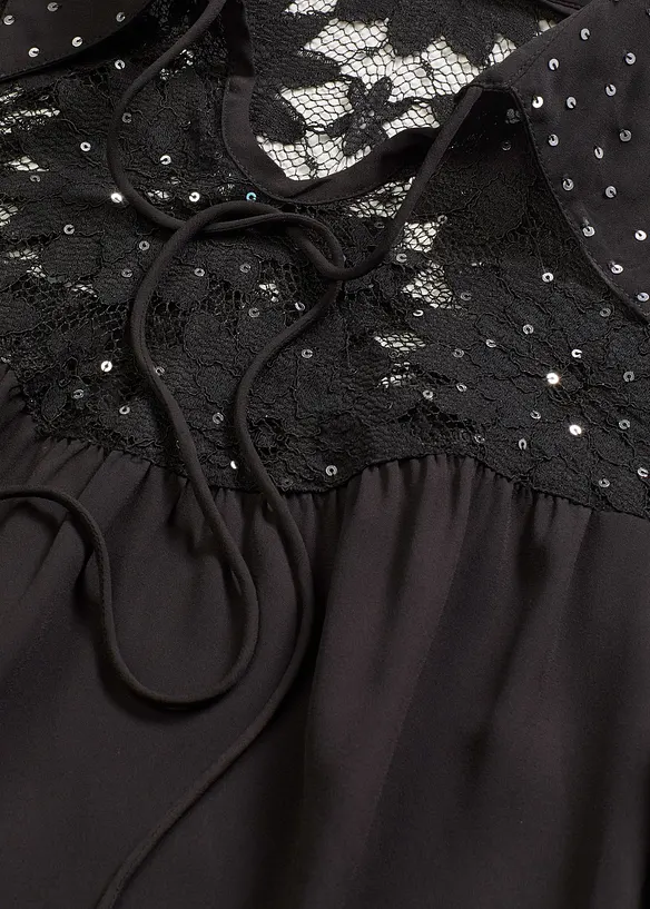 Slip on-bluse med blonde, bonprix