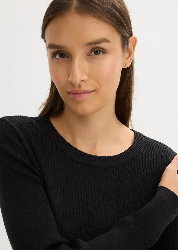 Finstrikket genser i myk viskosemiks, bonprix