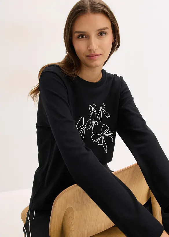 Langermet topp i 100% økologisk bomull, bonprix