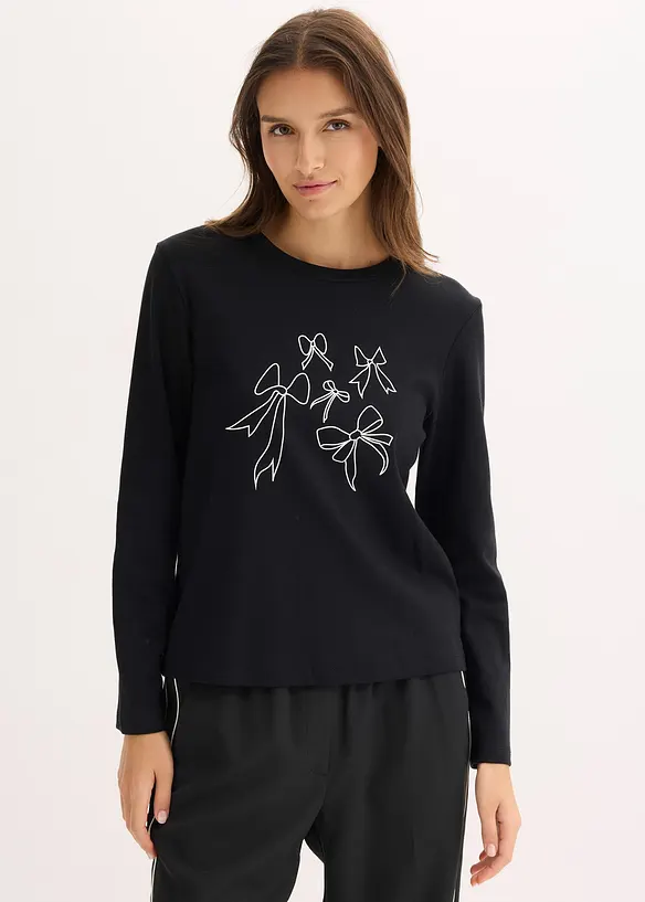 Langermet topp i 100% økologisk bomull, bonprix