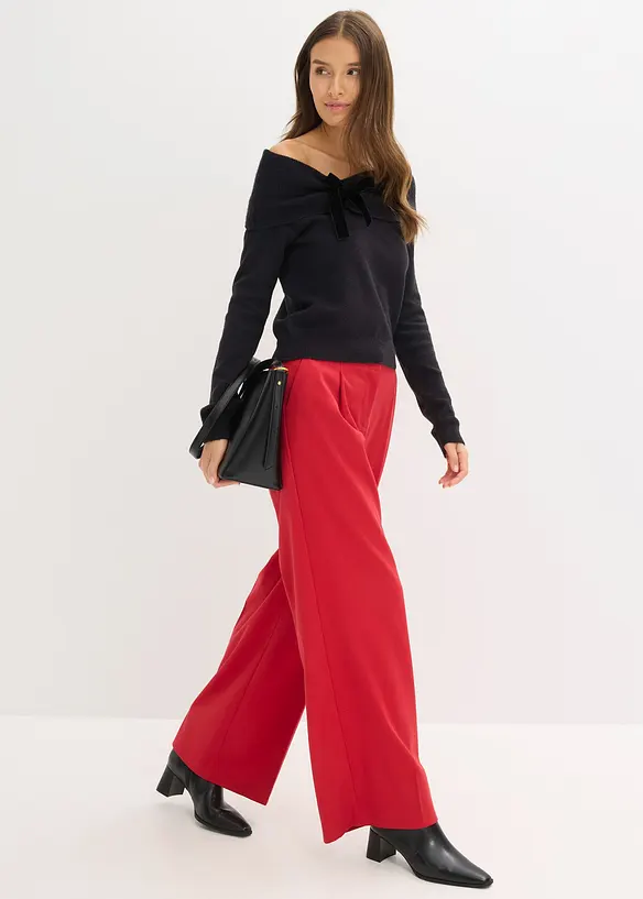 Oversized genser med carmenutringning, bonprix