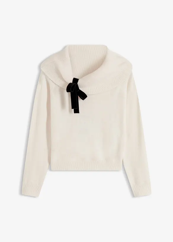 Oversized genser med carmenutringning, bonprix