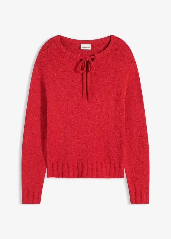 Grovstrikket genser med knyting, bonprix