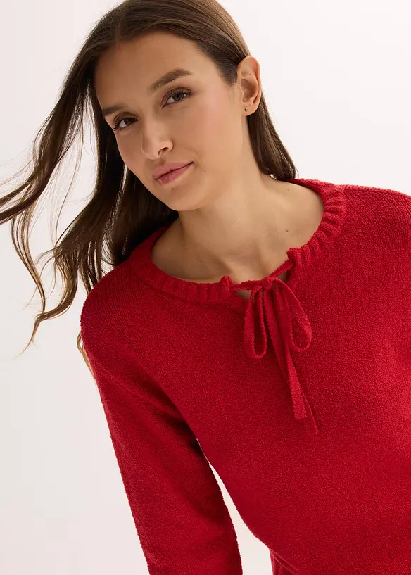 Grovstrikket genser med knyting, bonprix