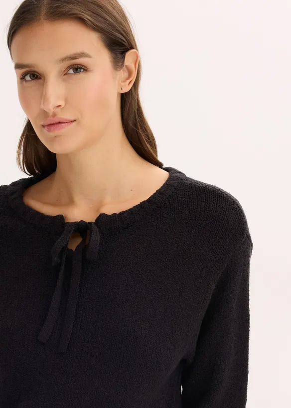 Grovstrikket genser med knyting, bonprix