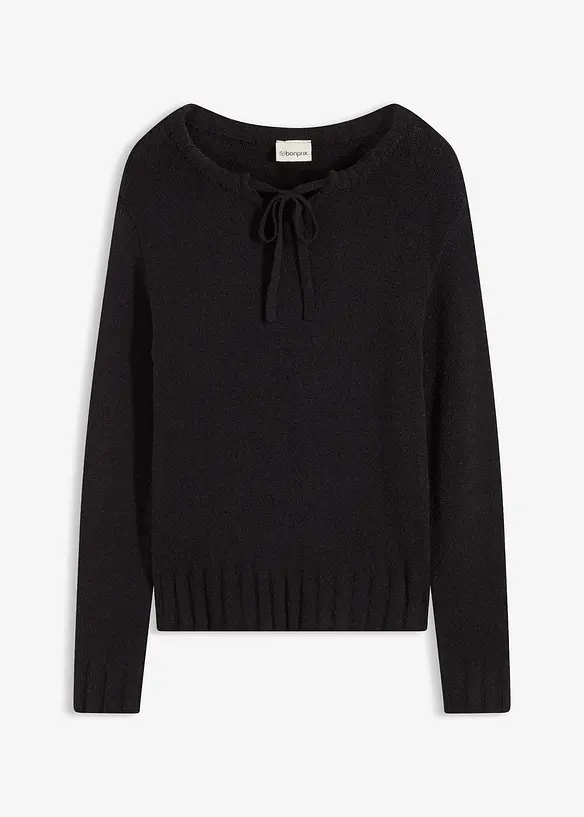 Grovstrikket genser med knyting, bonprix