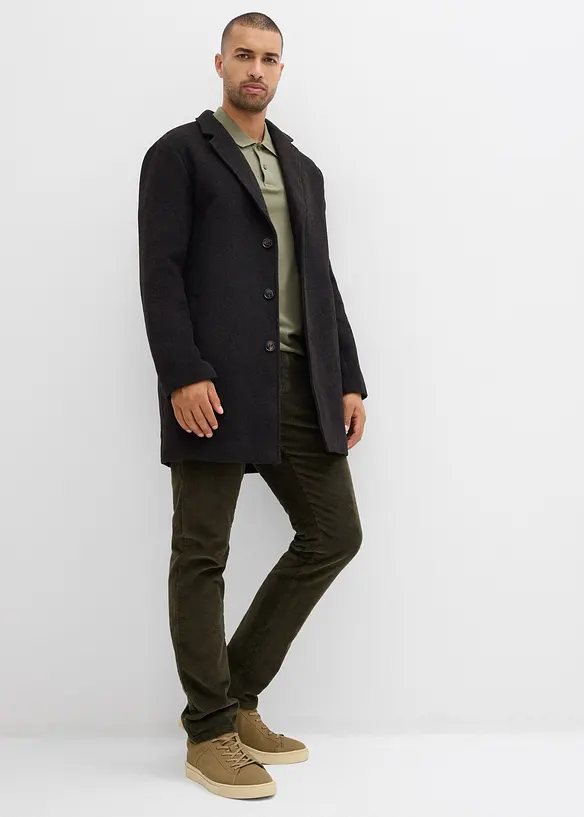 Varmende, Regular Fit-pull on-kordfløyelsbukse med flanellfôr, Straight, bonprix