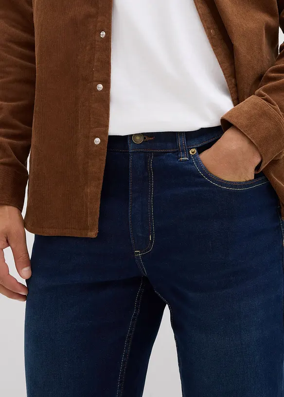 Thermo Regular Fit stretch-jeans med mykt jerseyfôr og komfortlinning, Straight, bonprix