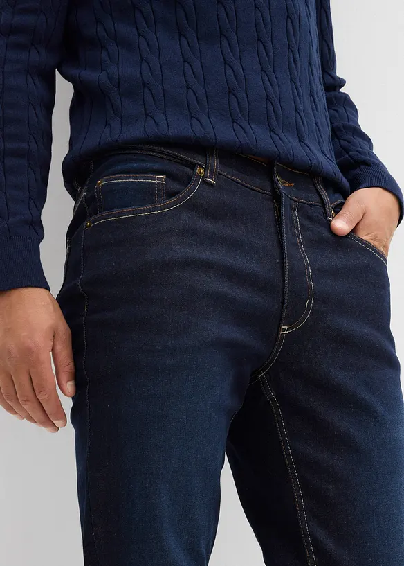 Thermo Regular Fit stretch-jeans med mykt jerseyfôr og komfortlinning, Straight, bonprix