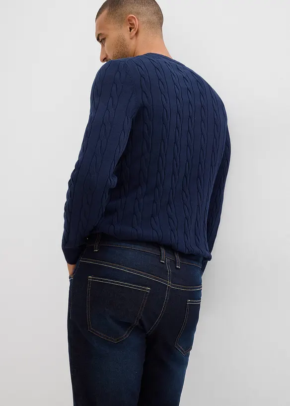 Thermo Regular Fit stretch-jeans med mykt jerseyfôr og komfortlinning, Straight, bonprix