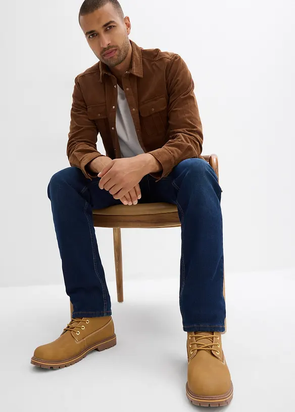 Thermo Regular Fit stretch-jeans med mykt jerseyfôr og komfortlinning, Straight, bonprix