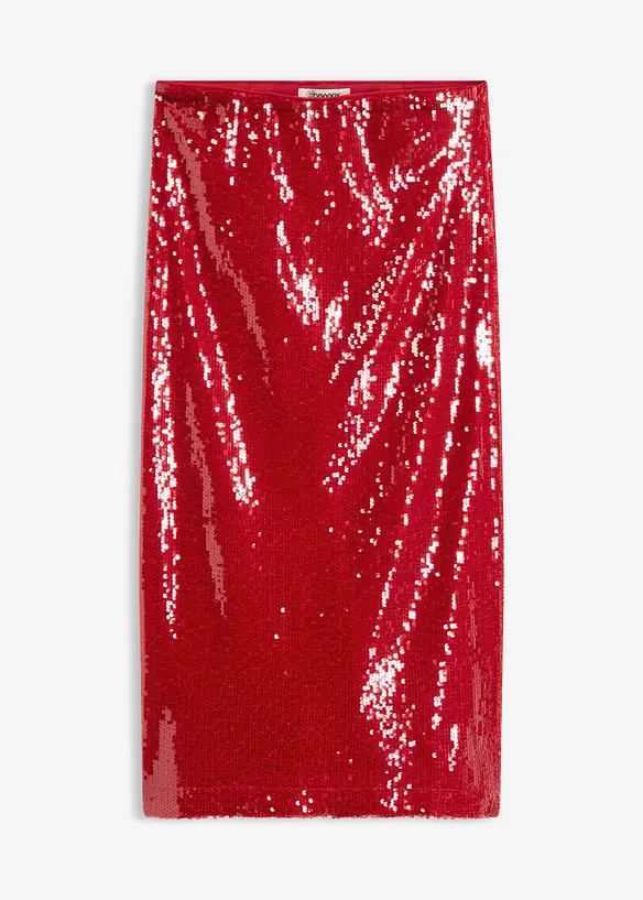 Paljettbrodert midiskjørt, bonprix