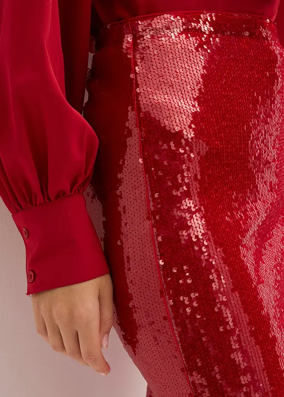 Paljettbrodert midiskjørt, bonprix