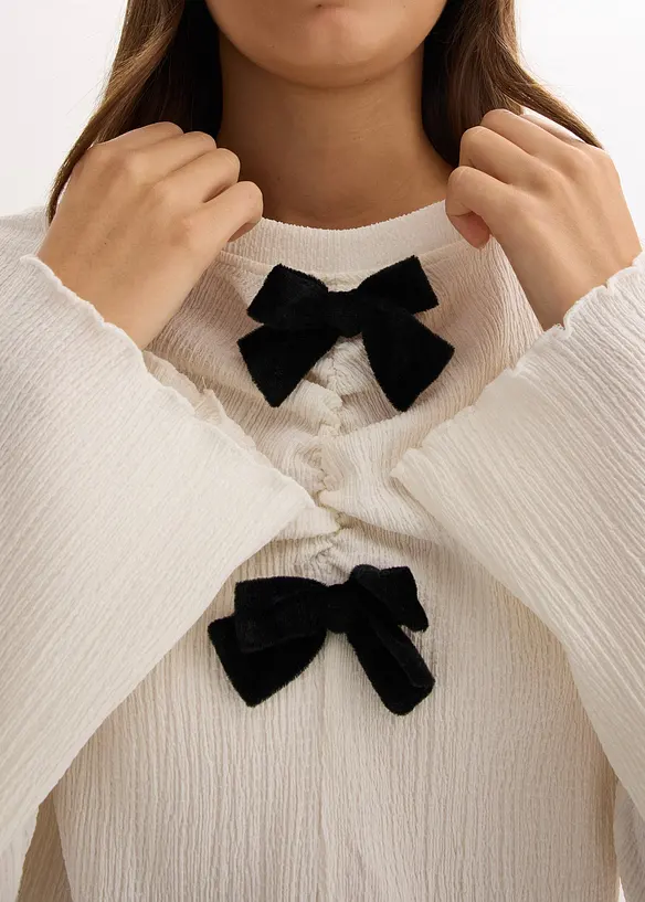 Langermet topp i strukturert krepp, bonprix