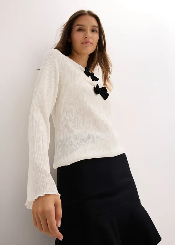 Langermet topp i strukturert krepp, bonprix