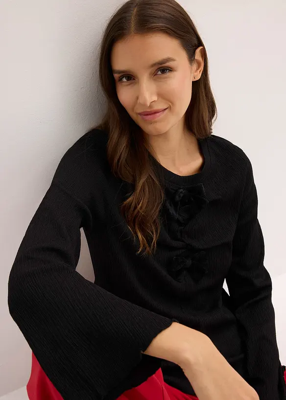 Langermet topp i strukturert krepp, bonprix